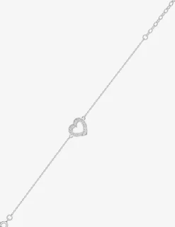 Bracelet argent 925‰ chaine souple oxyde blanc cœur SO OR