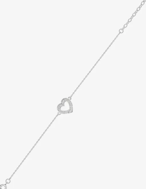 Bracelet argent 925‰ chaine souple oxyde blanc cœur SO OR