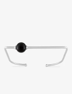 Bracelet argent 925‰ demi-jonc ouvert rigide détail onyx SO OR