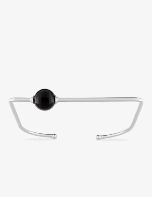 Bracelet argent 925‰ demi-jonc ouvert rigide détail onyx SO OR