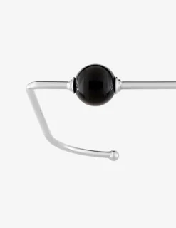 Bracelet argent 925‰ demi-jonc ouvert rigide détail onyx SO OR