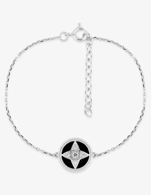 Bracelet argent 925‰ rhodié laqué noir et oxyde de zirconium SO OR