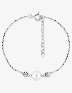Bracelet argent 925‰ rhodié, perle 7 mm et oxydes de zirconium SO OR