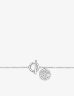 Bracelet argent 925‰ souple oxyde blanc barre et anneau fantaisie SO OR