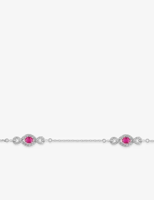 Bracelet argent 925‰ souple oxyde rose et motifs répétitifs SO OR