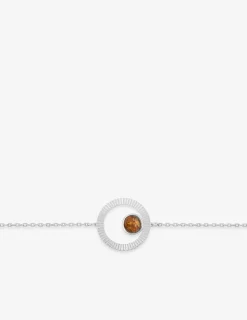 Bracelet argent gris 925‰ souple ambre cercle fantaisie SO OR