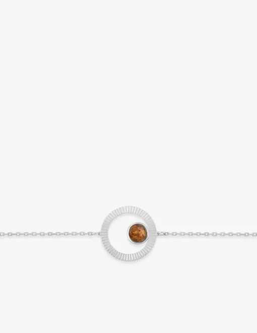 Bracelet argent gris 925‰ souple ambre cercle fantaisie SO OR