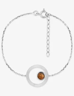 Bracelet argent gris 925‰ souple ambre cercle fantaisie SO OR