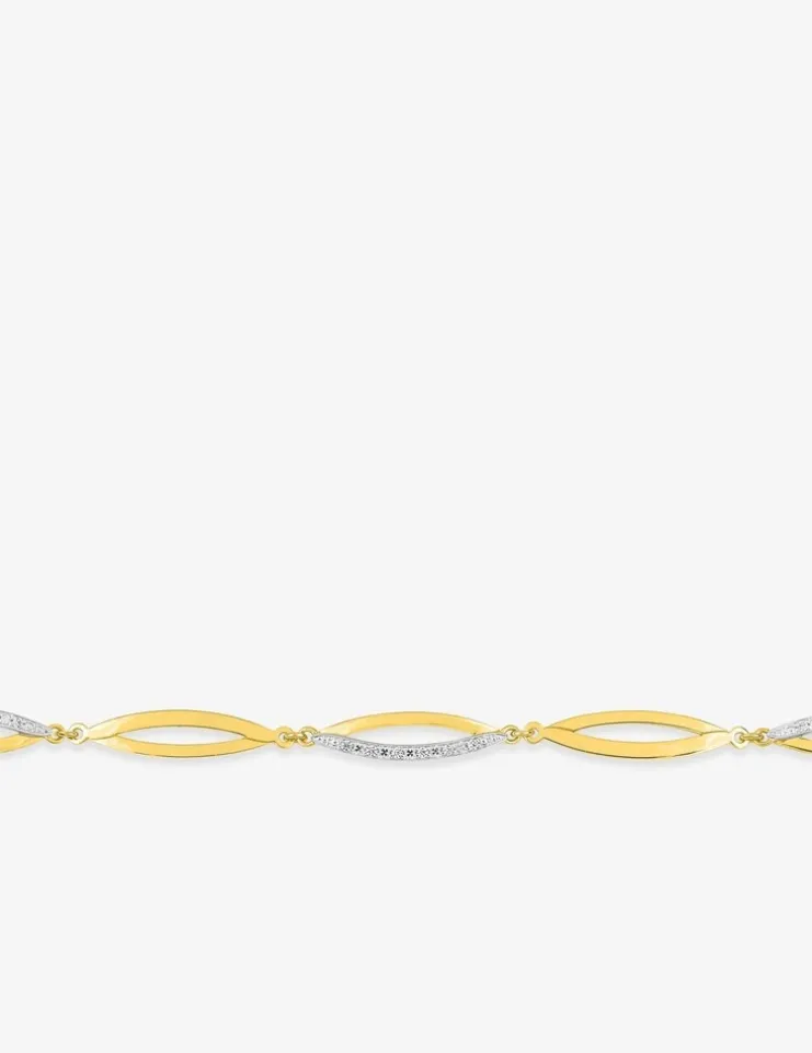 Bracelet bicolore en or 375‰ et oxyde de zirconium SO OR