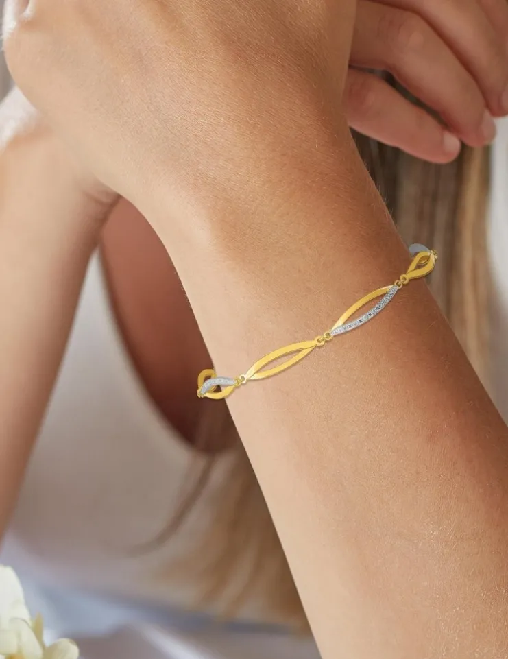 Bracelet bicolore en or 375‰ et oxyde de zirconium SO OR