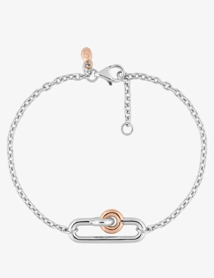 Bracelet bicolore maillon fantaisie argent 925 ‰ SO OR