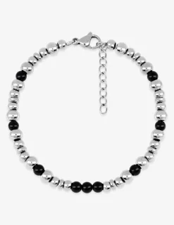 Bracelet boules acier et agate noire SO OR