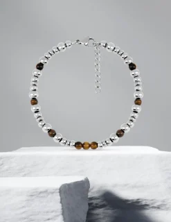 Bracelet boules acier et œil de tigre SO OR