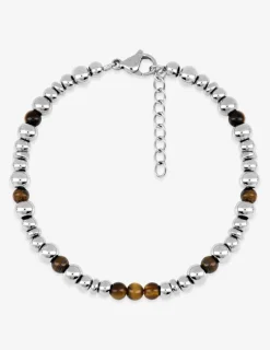 Bracelet boules acier et œil de tigre SO OR
