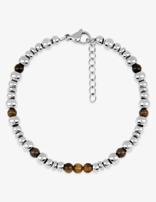Bracelet boules acier et œil de tigre SO OR
