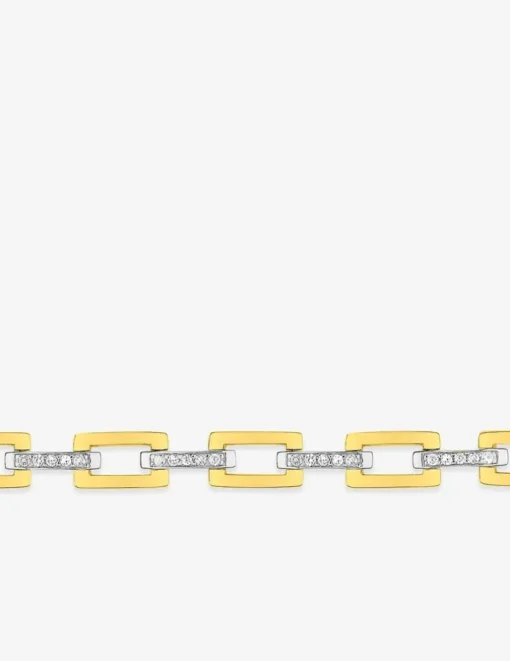 Bracelet Bracelet chaine mailles rectangulaires plaqué or et oxydes de zirconium SO OR