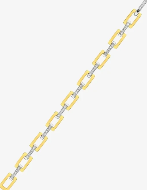 Bracelet Bracelet chaine mailles rectangulaires plaqué or et oxydes de zirconium SO OR