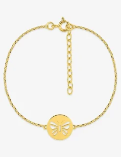 Bracelet Bracelet chaine en plaqué or avec médaillon découpes papillon SO OR