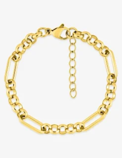 Bracelet Bracelet maille jaseron et maille rectangle acier doré SO OR