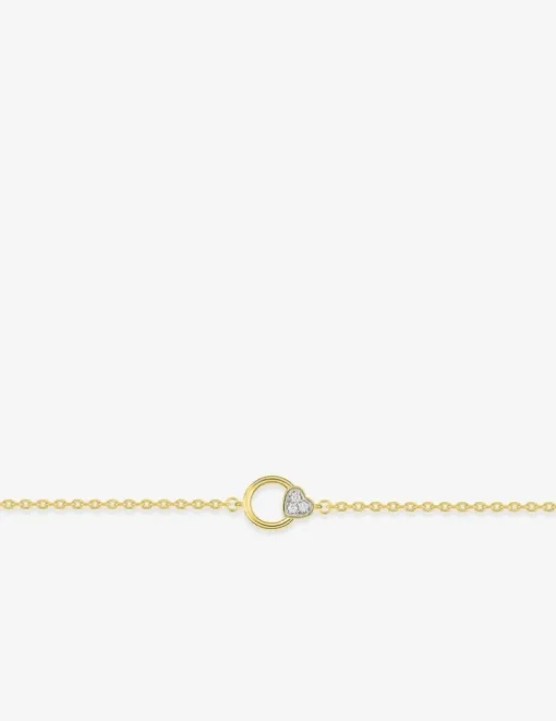 Bracelet cercle et cœur plaqué or et oxydes de zirconium sur du rhodium SO OR