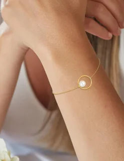 Bracelet cercle or jaune 375‰ et perle 6 mm SO OR