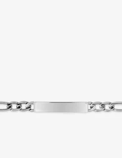 Bracelet chaîne gourmette et plaque rectangle 6 mm acier SO OR