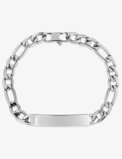 Bracelet chaîne gourmette et plaque rectangle 6 mm acier SO OR