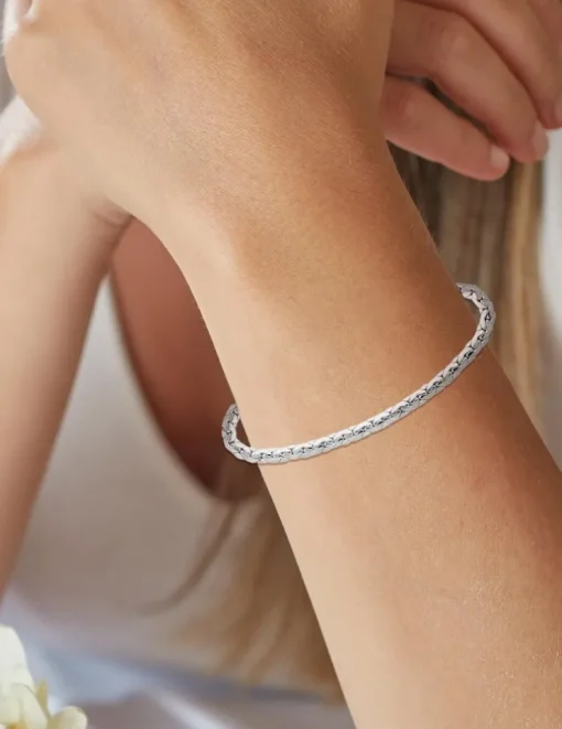 Bracelet Chaîne haricot en or blanc 375 ‰ SO OR