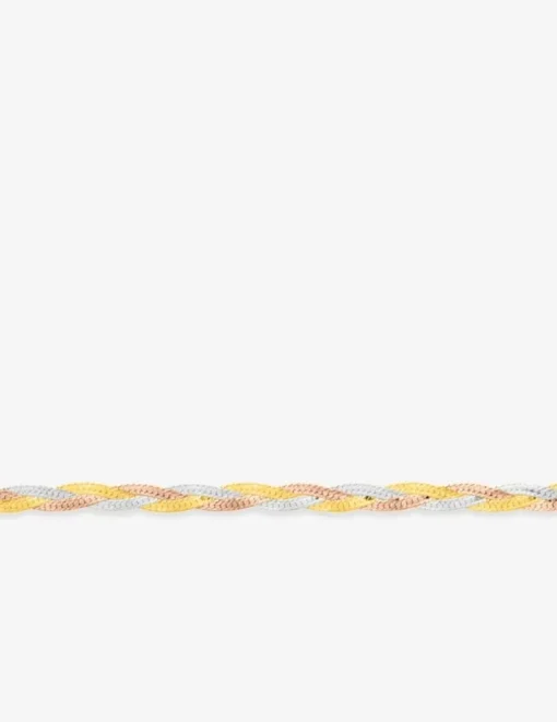 Bracelet Chaîne tresse tricolore or 375 ‰ SO OR