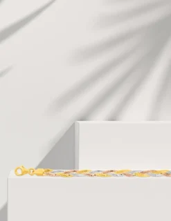 Bracelet Chaîne tresse tricolore or 375 ‰ SO OR