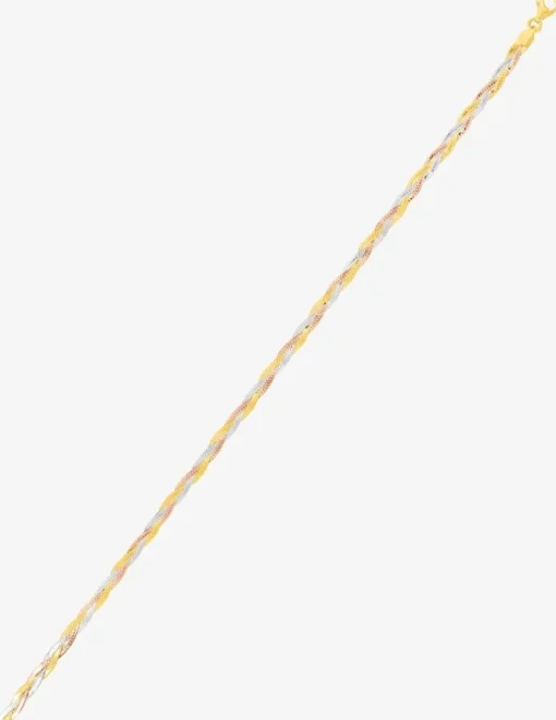 Bracelet Chaîne tresse tricolore or 375 ‰ SO OR
