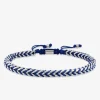 Bracelet cordon bleu et acier gris SO OR