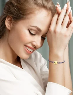 Bracelet cordon bleu motif ancre en or jaune 375 ‰ SO OR