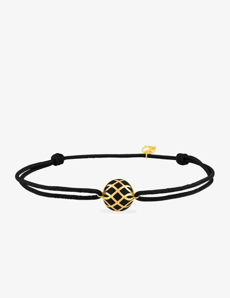 Bracelet cordon Mélodie Or jaune 375‰ et laque noir de Jais SO OR