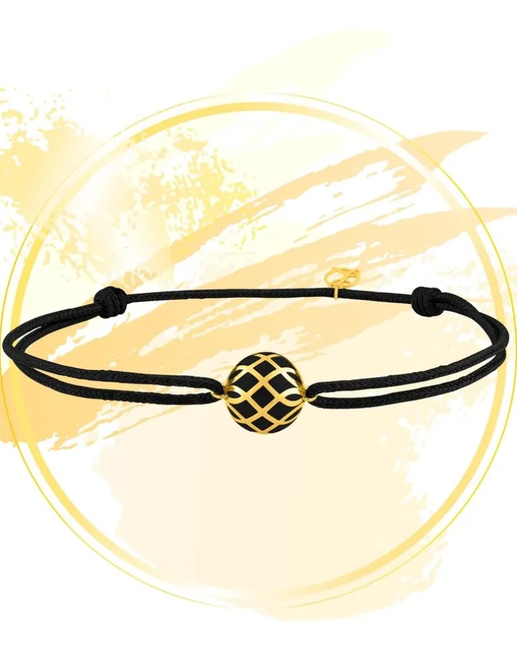 Bracelet cordon Mélodie Or jaune 375‰ et laque noir de Jais SO OR
