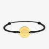 Bracelet cordon noir et jeton or 750 ‰ jaune arbre de vie SO OR
