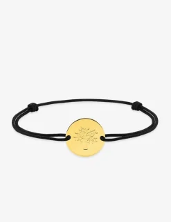 Bracelet cordon noir et jeton or 750 ‰ jaune arbre de vie SO OR
