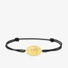 Bracelet cordon noir et jeton représentant la Vierge en or 375 ‰ SO OR