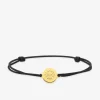 Bracelet cordon noir et jeton plaqué or croix occitane SO OR