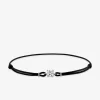 Bracelet cordon noir, oxyde de zirconium 5 mm et argent rhodié 925 ‰ SO OR