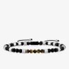 Bracelet cordon nylon, acier et perles pierre de lave et œil-de-tigre SO OR