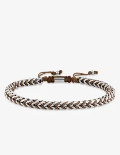 Bracelet cordon nylon marron et acier gris SO OR