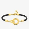 Bracelet cordon nylon noir et acier doré, oxyde de zirconium SO OR