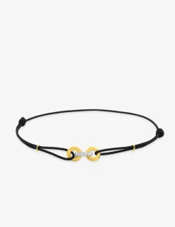 Bracelet cordon or jaune 375‰, rhodium et oxydes de zirconium SO OR
