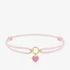 Bracelet cordon pour bébé avec breloque cœur, or jaune 375 ‰ et laque rose SO OR