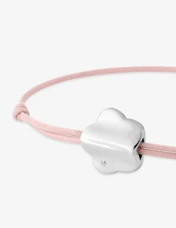 Bracelet cordon rose fleur argent 925‰ rhodié et oxyde de zirconium SO OR