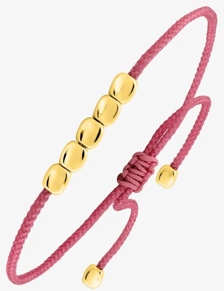 Bracelet cordon rose foncé et cuivre doré SO OR