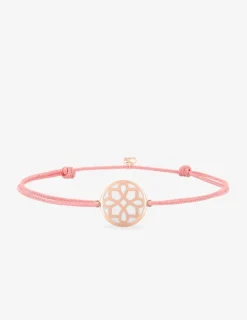 Bracelet cordon rose Harmonie jeton Or rose 375‰ et laque ivoire SO OR