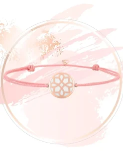 Bracelet cordon rose Harmonie jeton Or rose 375‰ et laque ivoire SO OR