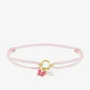Bracelet cordon rose papillon or jaune 375‰ et perle de culture d'eau douce 4 mm SO OR